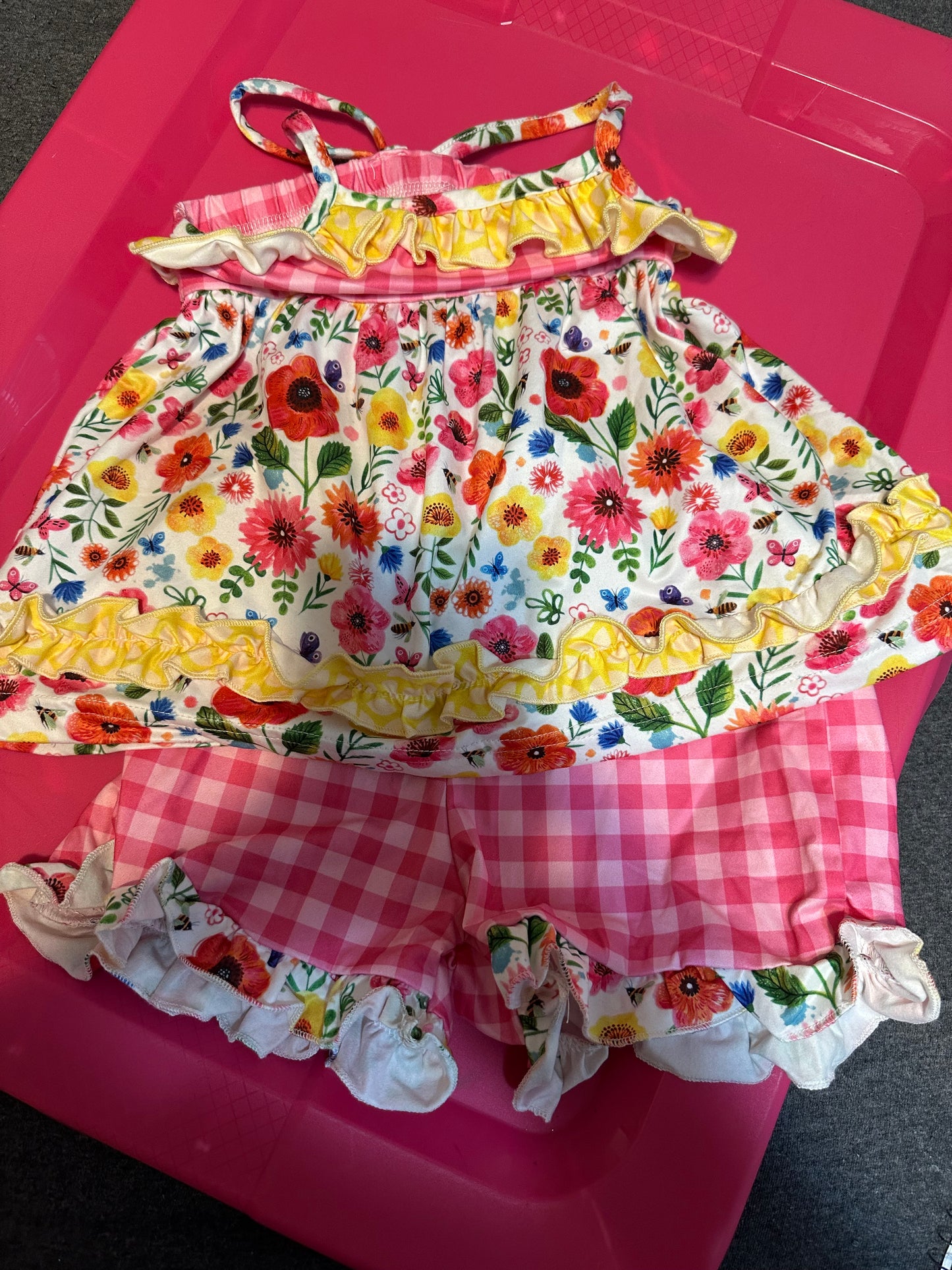 Pink Plaid Short Set