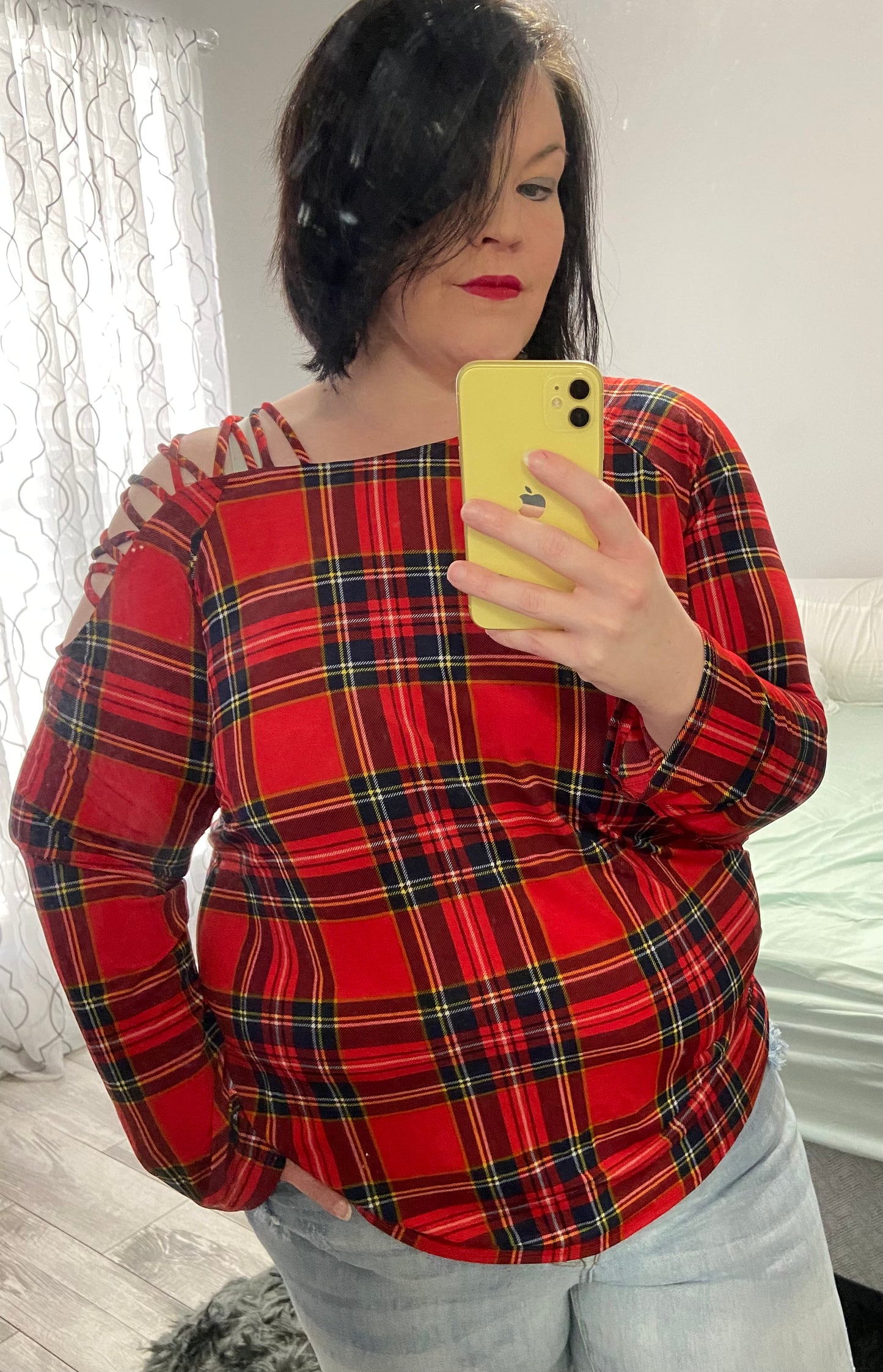Red Plaid Blouse