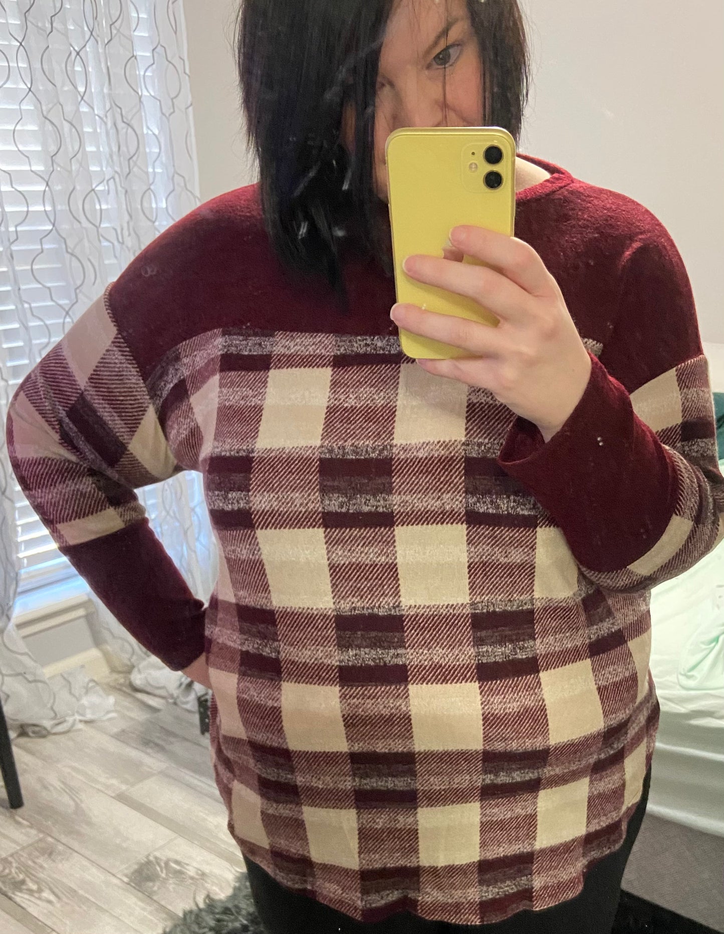 Button Back Burgundy Blouse