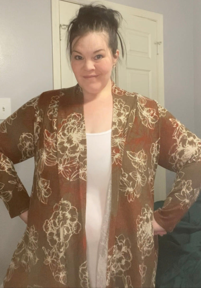 Brown Stencil Cardigan