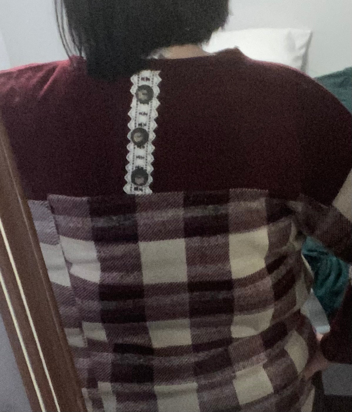 Button Back Burgundy Blouse