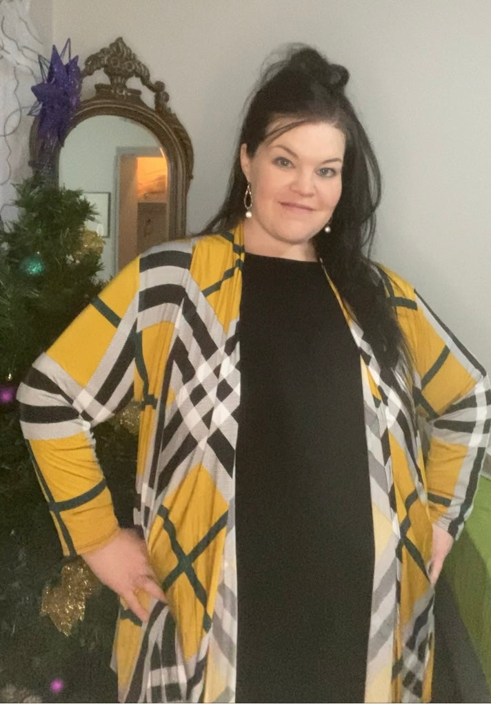 Mustard Plaid Cardigan