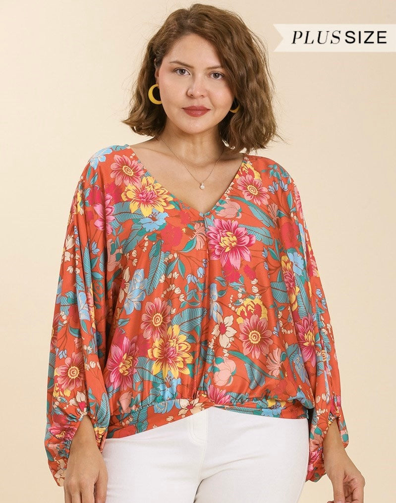 Tangerine Floral Blouse