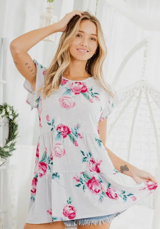 Grey Floral Tunic