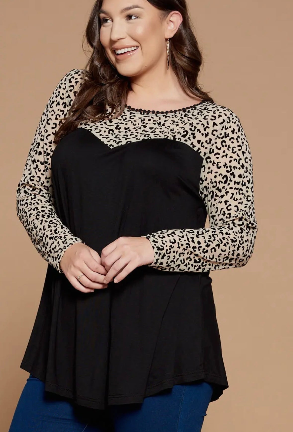 Mesh Leopard Sweetheart Blouse