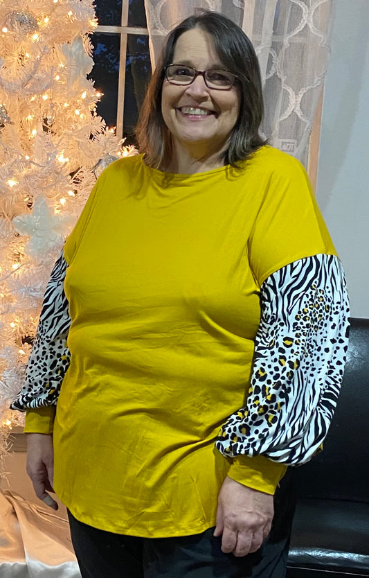 Mustard Zebra Print Blouse